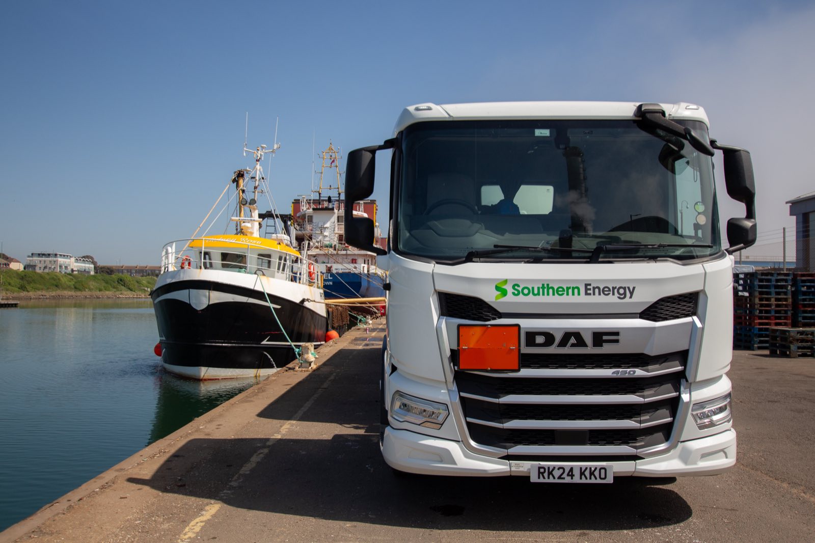 Marine fuel being delivered to a vessel on the water