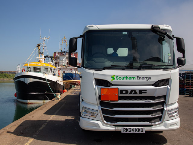 Marine fuel being delivered to a vessel on the water